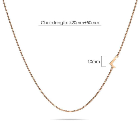 Bold Alphabet Letter Initial Charm Necklace in Rose Gold Tone
